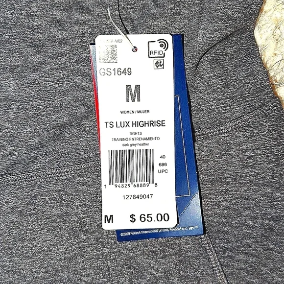 Reebok leggings M heather gray foam pocket yoga pants joggers workout Gym tights - Picture 2 of 8